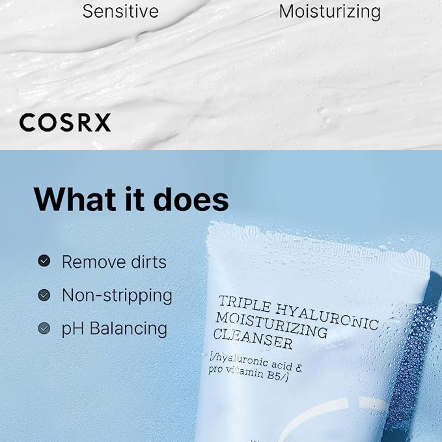 COSRX Hydrium Тройное гиалуроновое увлажняющее очищающее средство, 150 мл/5,07 жидких унций