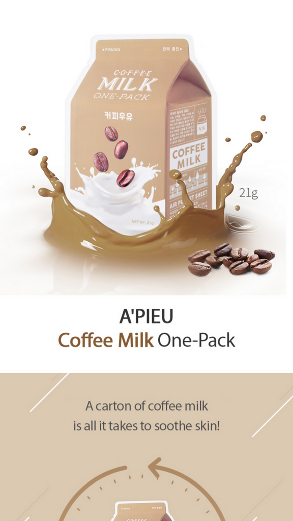 A'PIEU Coffee Milk, одна упаковка маски, 1 лист, 21 г/ 0,74 унции