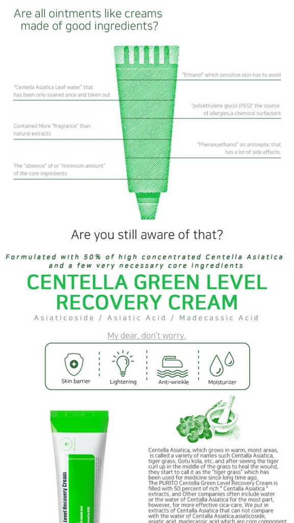 PURITO Centella Green Level Recovery Cream, 50ml/ 1.7fl.oz