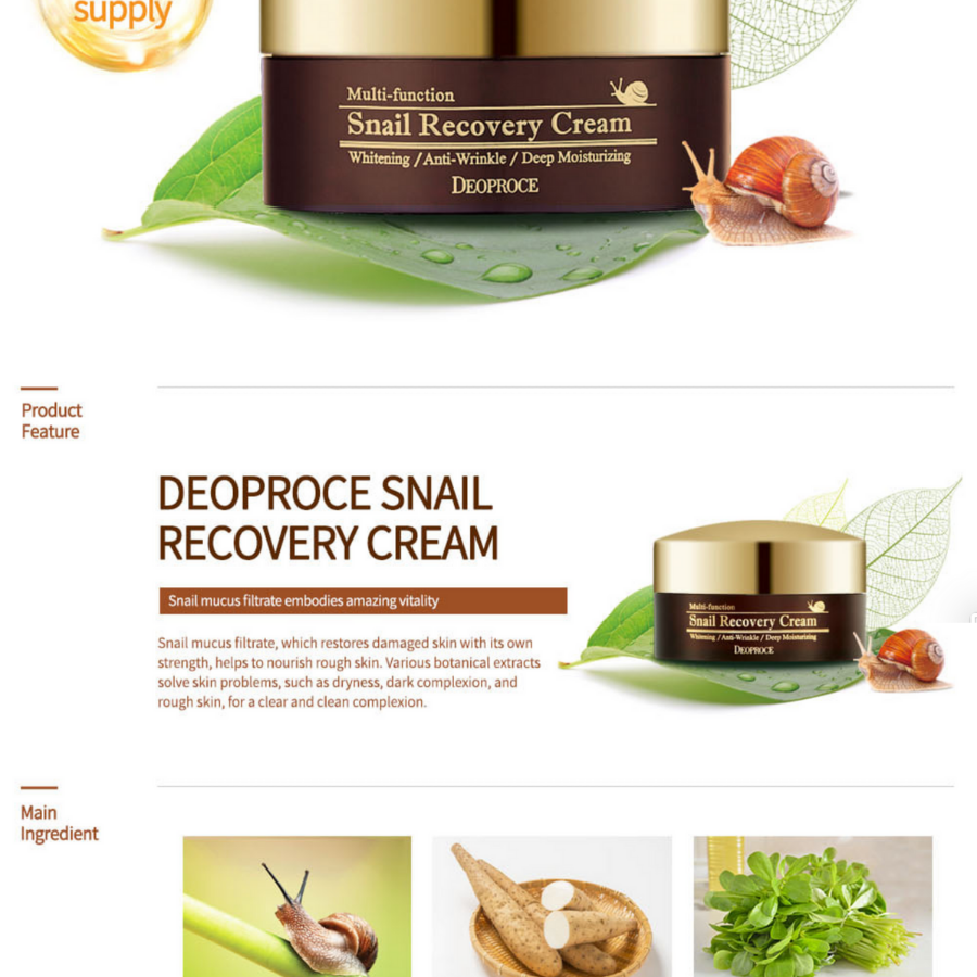 DEOPROCE Snail Recovery Cream, 100g/ 3.53oz