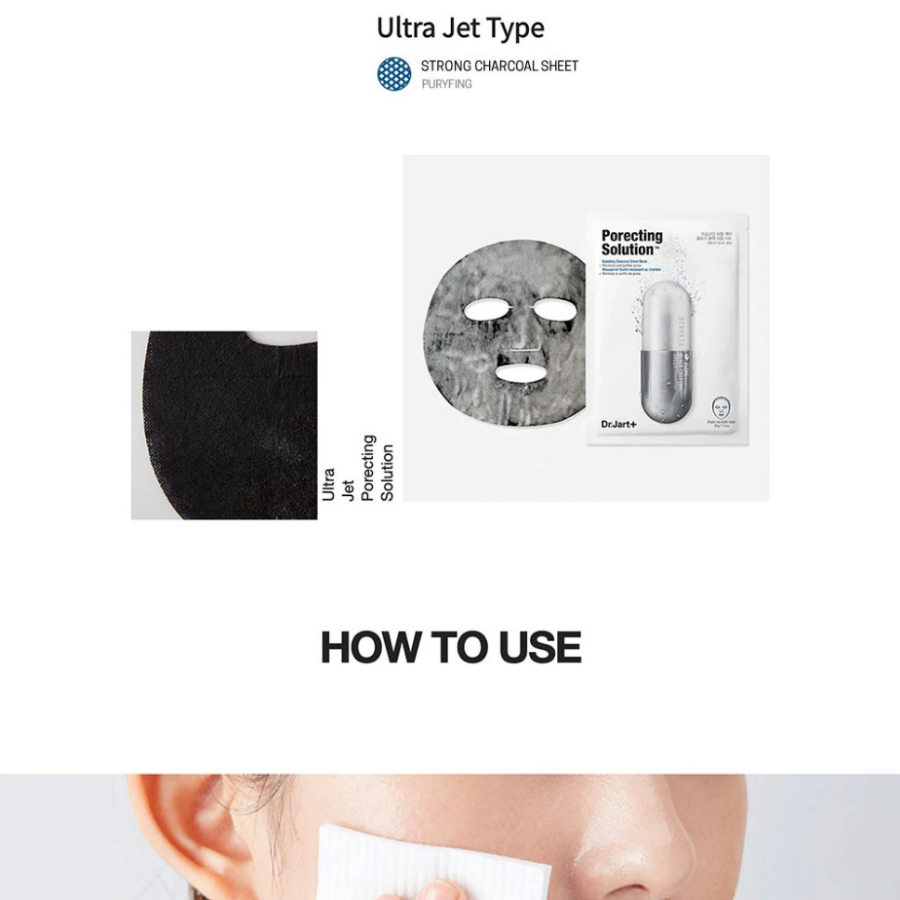 DR. JART+ Dermask Ultra Jet Hoja de mascarilla con solución porectante, 1 paquete (5 hojas x 28 g/1,0 oz)