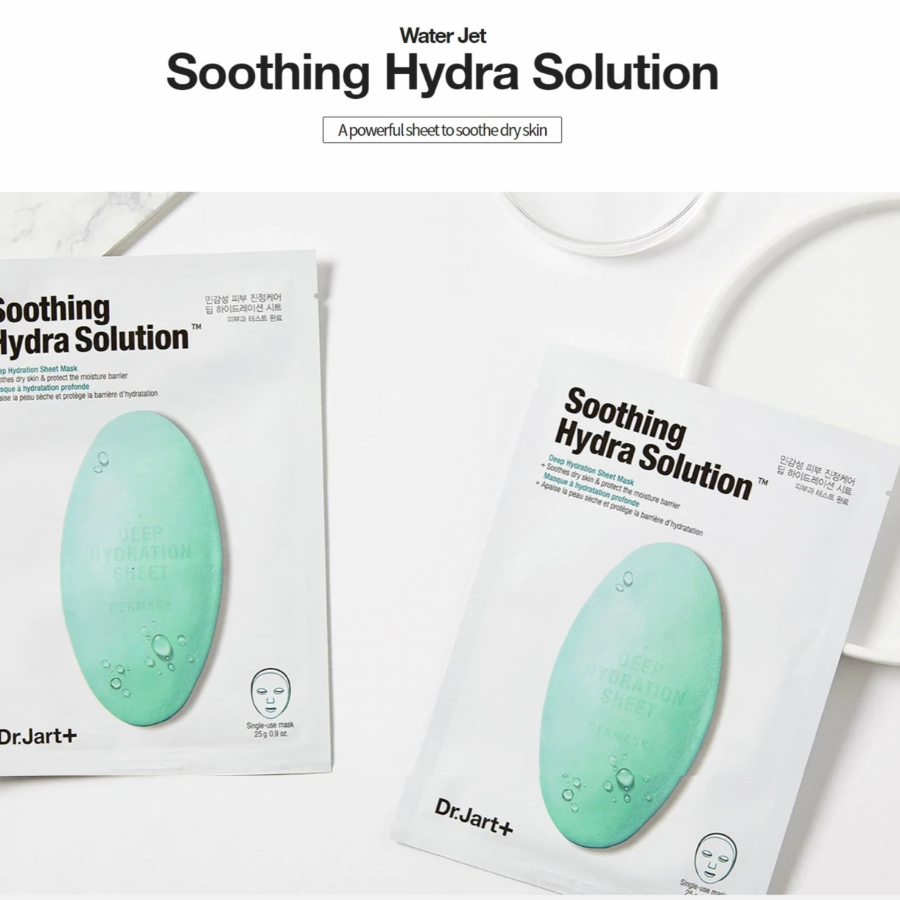 Dr. JART+ Soothing Hydra Solution Deep Hydration Sheet Mask, 1 Pack (5 SheetsX 24g/ 0.84oz)