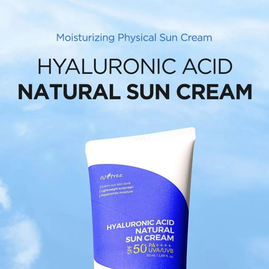 ISNTREE Crema solar natural con ácido hialurónico SPF 50+ PA++++, 1.7 fl oz/1.69fl.oz