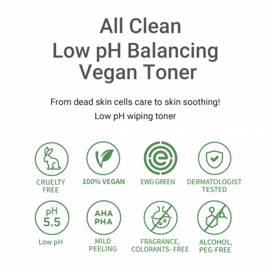 Tónico vegano equilibrador de pH bajo HEIMISH All Clean, 5.1 fl oz/5.0zfl.oz