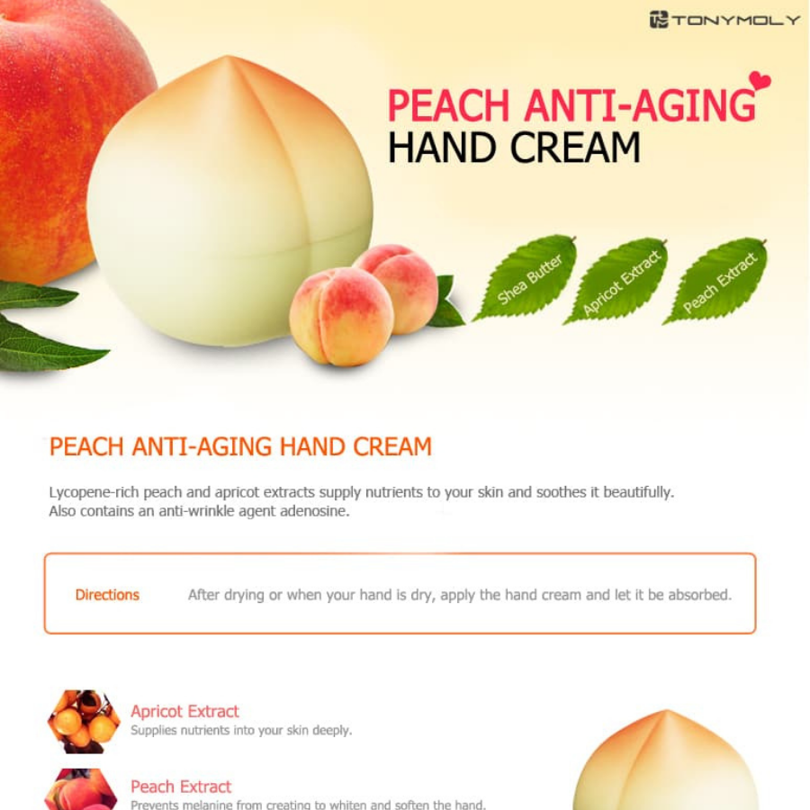 TONY MOLY  Peach Hand Cream, 30g/ 1.05oz