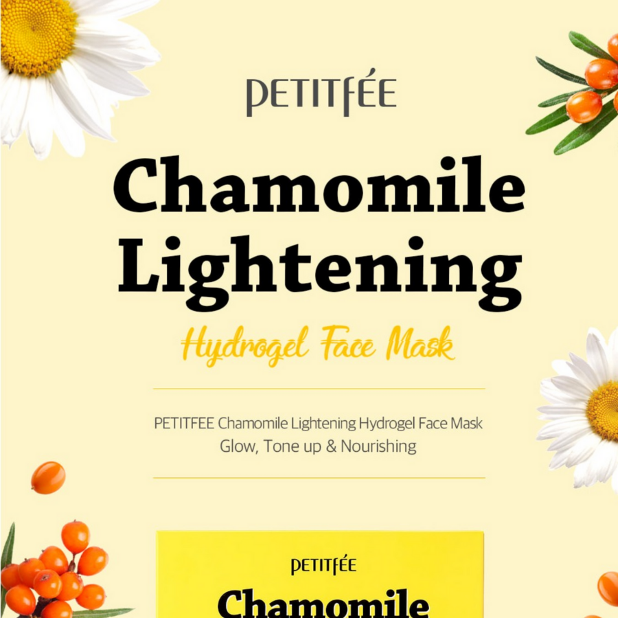 PETITFEE Chamomile Lightening Hydrogel Mask Pack, 1 Pack (5 Sheets X 32g/ 1.12 oz ea)