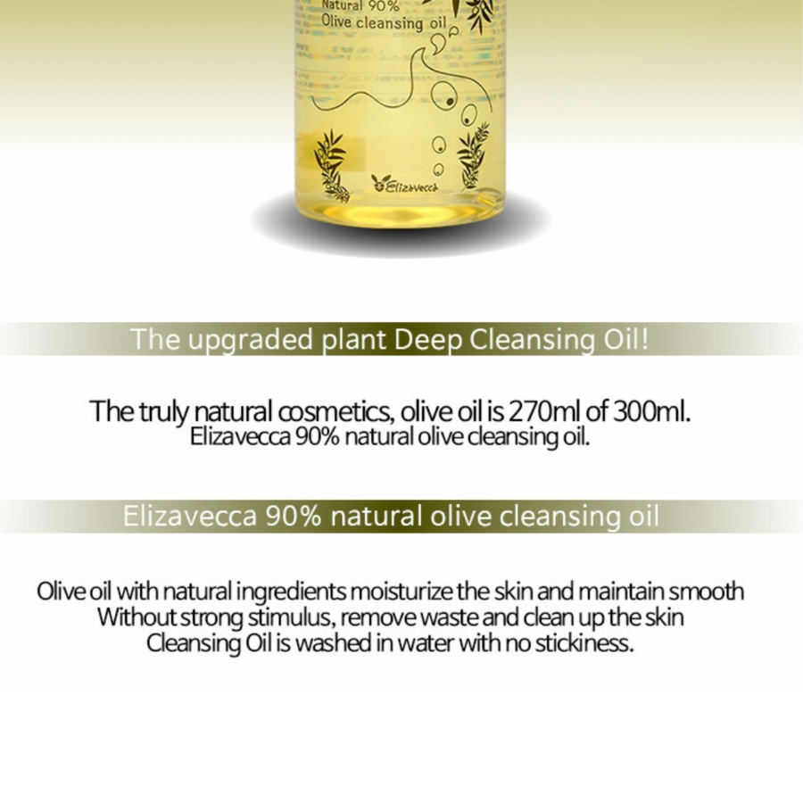 ELIZAVECCA Natural 90% Aceite Limpiador de Oliva, 300ml/ 10.14fl.oz