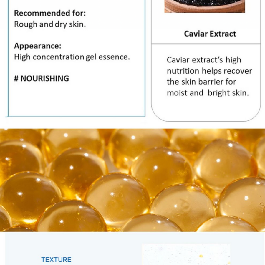 JM SOLUTION Active Golden Caviar Nourishing Mask, 10 Sheets