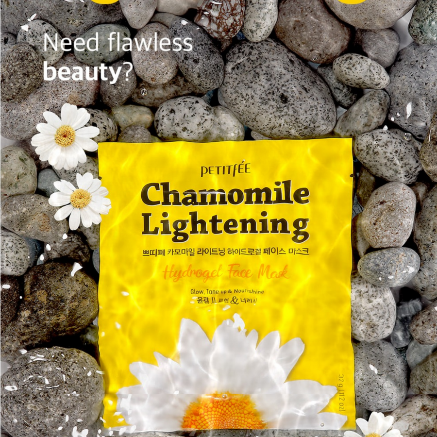 PETITFEE Chamomile Lightening Hydrogel Mask Pack, 1 Mask Sheet (32g/ 1.12 oz)