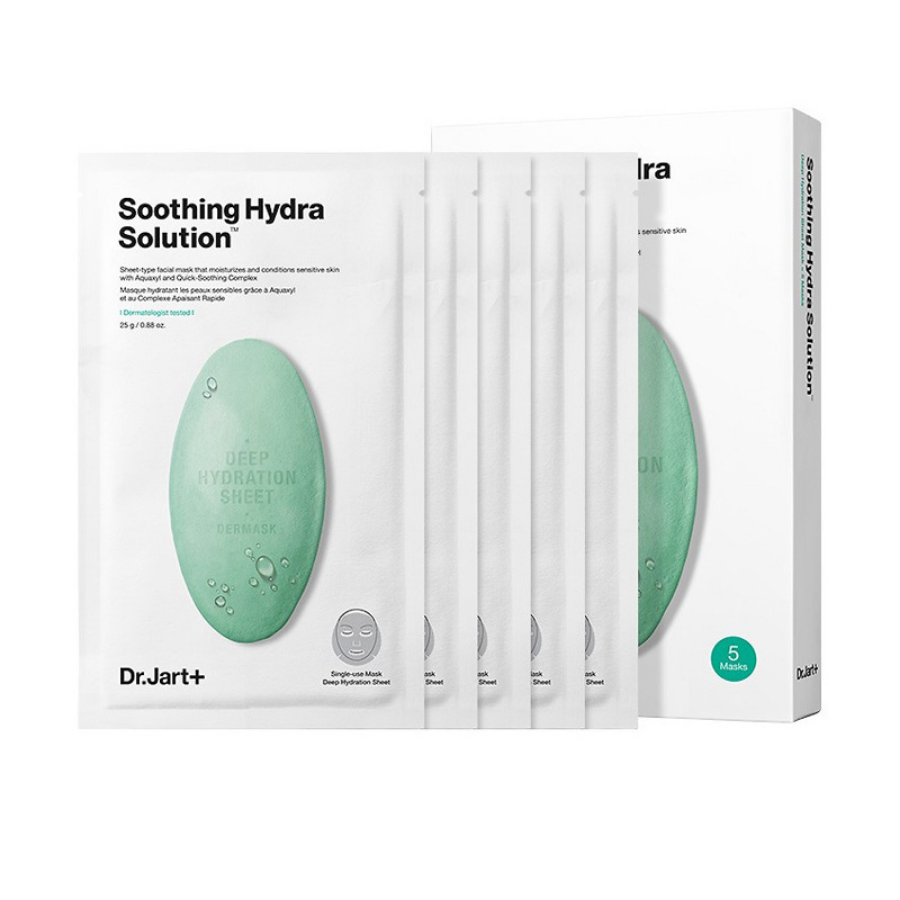 Dr. JART+ Soothing Hydra Solution Deep Hydration Sheet Mask, 1 Pack (5 SheetsX 24g/ 0.84oz)