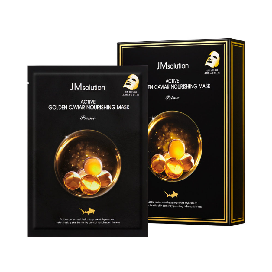 JM SOLUTION Mascarilla nutritiva de caviar dorado activo, 10 hojas