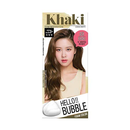 MISE EN SCENE Hello Bubble Hair Easy At-Home Color with Hair Ampoule ASH KHAKI, 1 kit