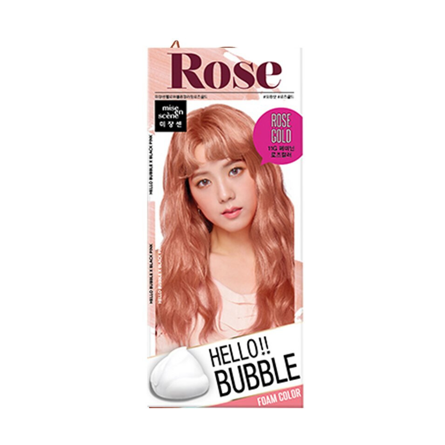 MISE EN SCENE Hello Bubble Hair Color fácil en casa con ampolla para el cabello ORO ROSA, 1 kit