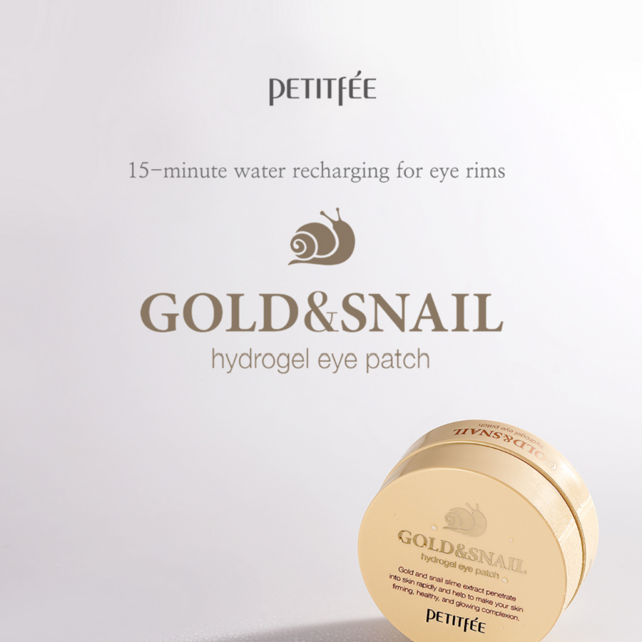 PETITFEE Parche ocular de hidrogel Gold &amp; Snail, 60 parches